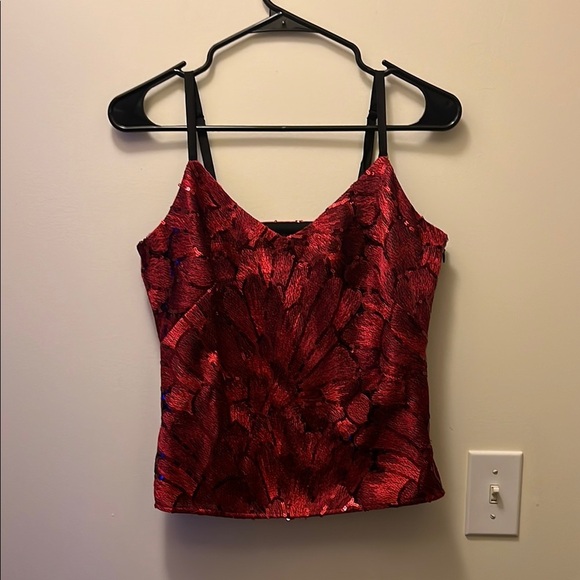 White House Black Market sequined embroidered v neck camisole size XSP - Picture 1 of 8
